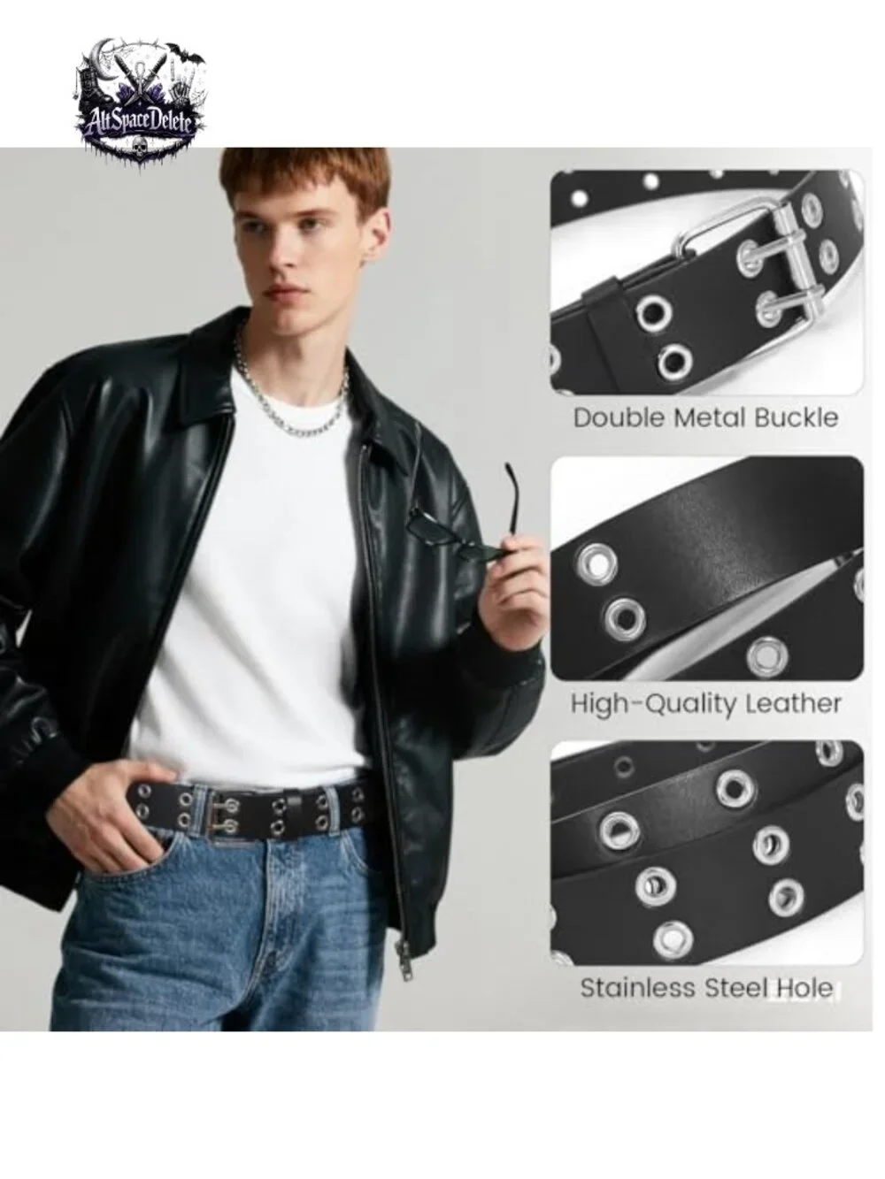 3pcs Studded Belt Y2K Punk Rock Rivet Belt with Pyramid Studs Faux Leather